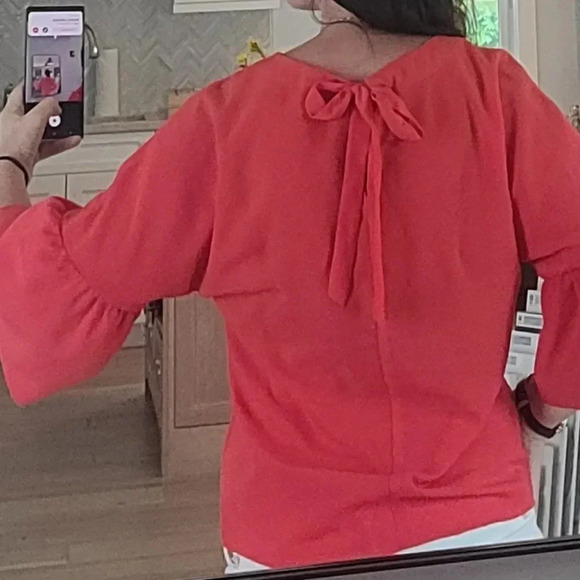 Banana Republic bow tie back bell sleeve blouse - Picture 6 of 7